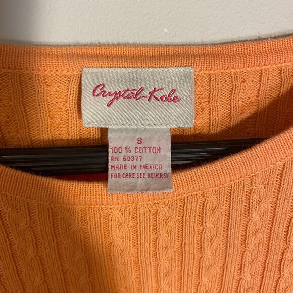 🍑 Crystal-Kobe Peach Cable Knit Tee - Picture 3 of 3